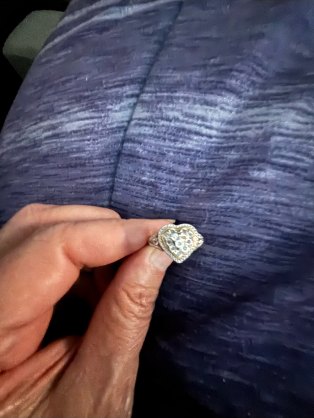 Heart Halo Ring with Clear Stones - Sterling  Silver 925